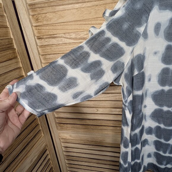 Fred David Top Tie-Dye Cold Shoulder Tunic Gray White Tie-Dye Ring Detail SZ 1X - Picture 3 of 10
